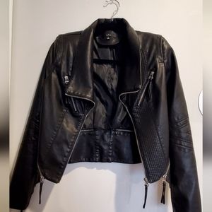Lulu's black faux leather jacket Size S